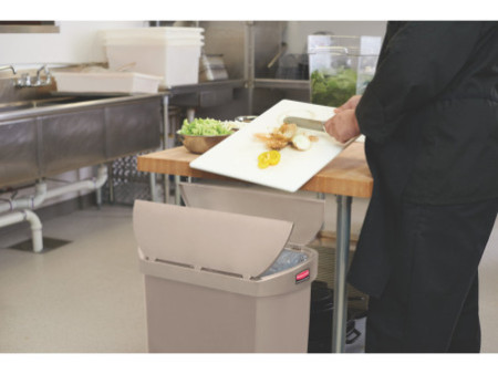 Rubbermaid Collecteur à pédale Slim Jim, 68 litres, beige
