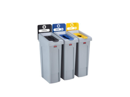 Rubbermaid Station de recyclage Slim Jim, kit de 3 flux