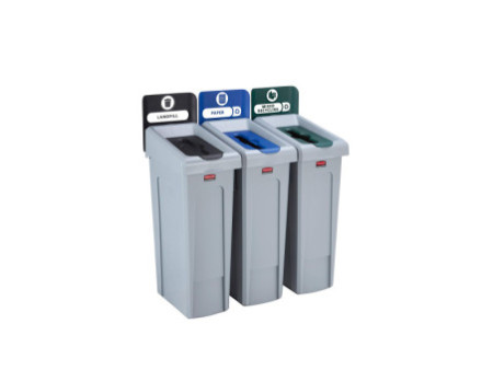 Rubbermaid Station de recyclage Slim Jim, kit de 3 flux