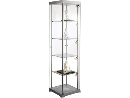 kerkmann Vitrine carrée expoline, 4 étagères en verre, gris