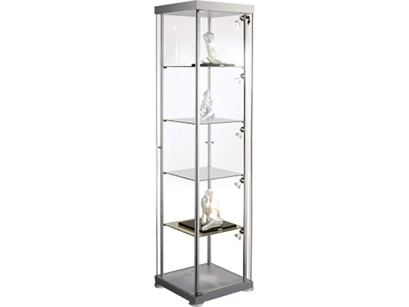 kerkmann Vitrine carrée expoline, 4 étagères en verre, gris