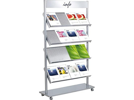 kerkmann Etagère à prospectus Rico, 12 x A4, gris argent