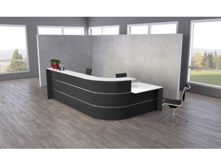kerkmann Grand comptoir en L BARI, espace conseil anthracite