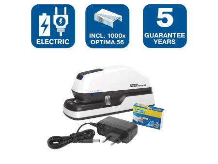Rapid Agrafeuse électrique Optima 20E, blanc/gris/bleu