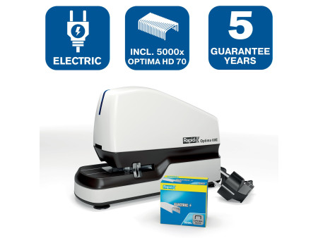 Rapid Agrafeuse électrique Optima 60E, blanc/gris/bleu