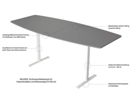 kerkmann Table de conférence Move 3, graphite