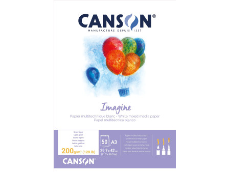 CANSON Bloc à dessin Imagine, format A3, 200 g/m2