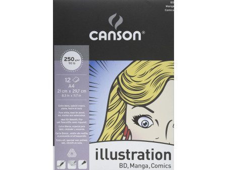 CANSON Bloc de dessin Illustration Manga, A4, 250 g/m2