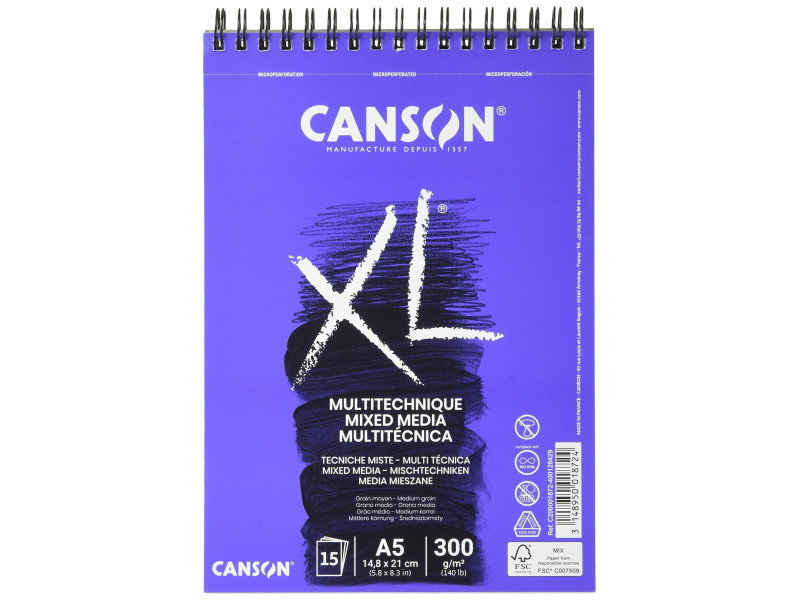 CANSON Bloc de dessin XL MIXED MEDIA Textured, A5