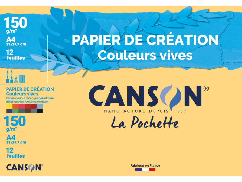 CANSON Papier de création, A4, 150 g/m2, couleurs vives