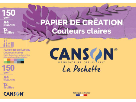 CANSON Papier de création, A4, 150 g/m2, couleurs claires