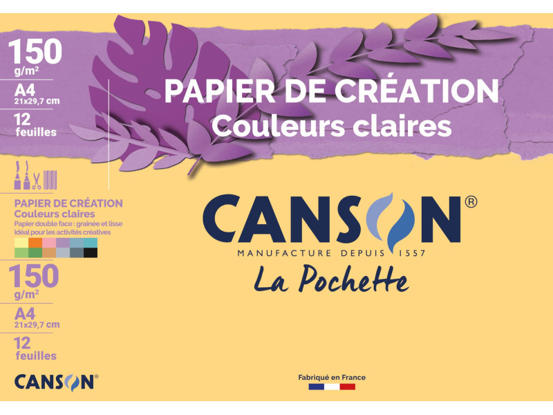 CANSON Papier de création, A4, 150 g/m2, couleurs claires