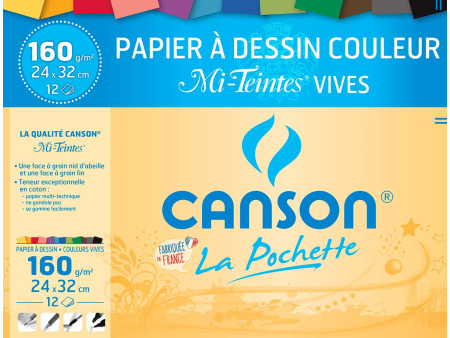 CANSON Papier dessin Mi-Teintes, 240 x 320 mm, assorti