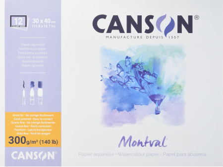 CANSON Bloc de papier aquarelle 'Montval', 300 x 400 mm