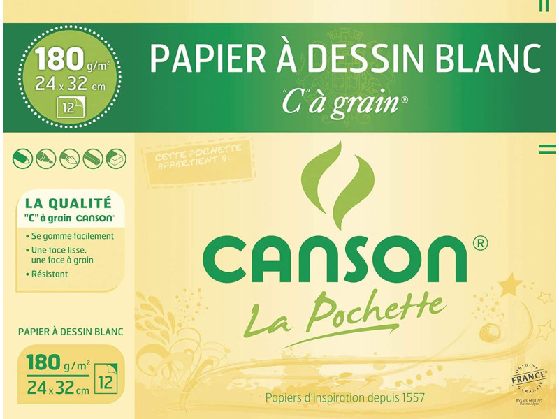 CANSON Papier à dessin 'C' à grain, 240 x 320 mm, lot de 3