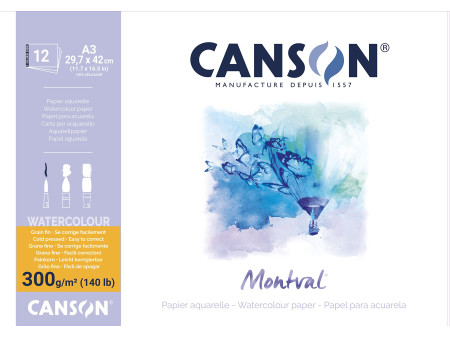 CANSON Bloc papier aquarelle 'Montval', A3, 300 g/m2