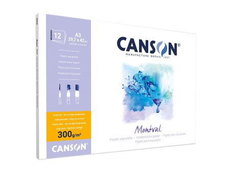 CANSON Bloc papier aquarelle 'Montval', A3, 300 g/m2