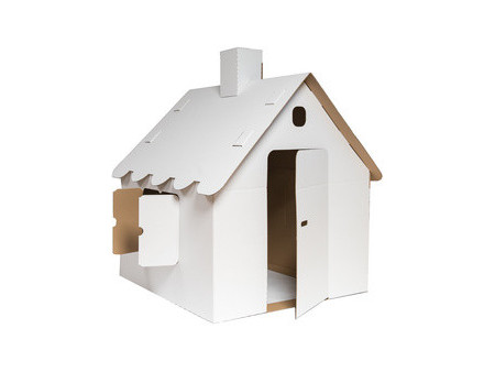 SMARTBOXPRO Maison de jeu, en carton ondulé, blanc