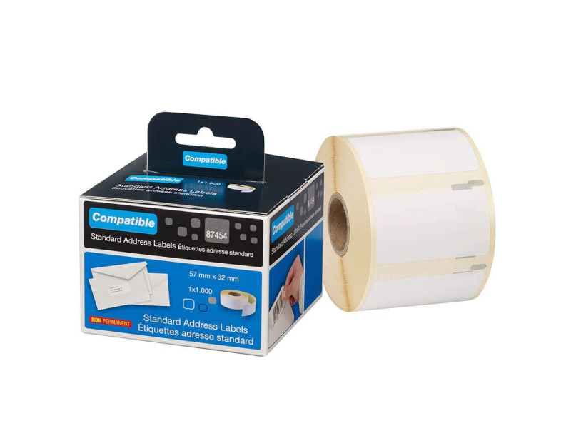 rillstab Etiquettes en rouleau, 57 x 32 mm, blanc