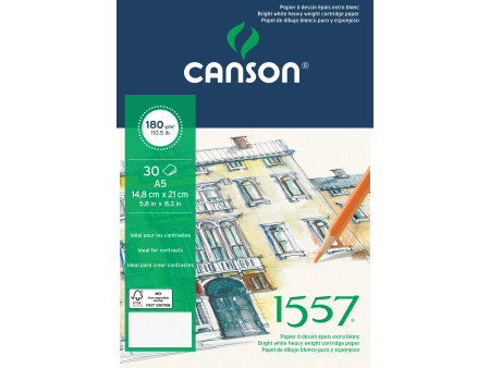 CANSON Bloc papier dessin '1557', A5, 180 g/m2, 30 feuilles