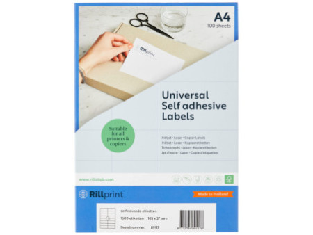 rillprint Etiquette universelle, 105 x 37 mm, blanc