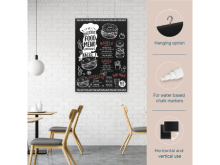 EUROPEL Ardoise sans cadre, 600 x 840 mm, noir