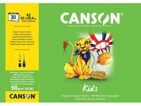 CANSON Bloc à dessin Kids, A2, 90 g/m2, 30 feuilles