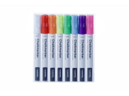 EUROPEL Marqueur craie 3 mm, étui de 8, assorti