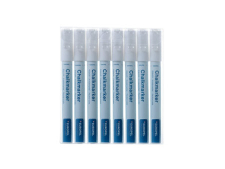 EUROPEL Marqueur craie 3 mm, étui de 8, blanc
