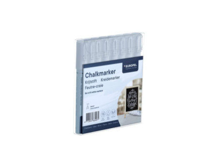 EUROPEL Marqueur craie 3 mm, étui de 8, blanc