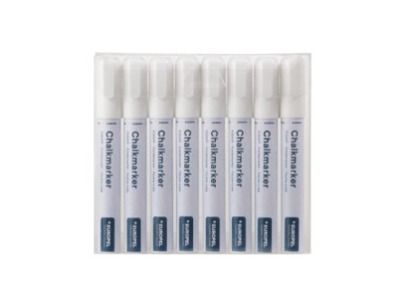 EUROPEL Marqueur craie 6 mm, étui de 8, blanc