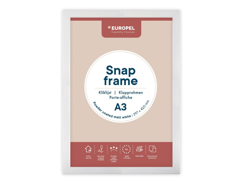 EUROPEL Cadre porte-affiche premium+, A3, blanc