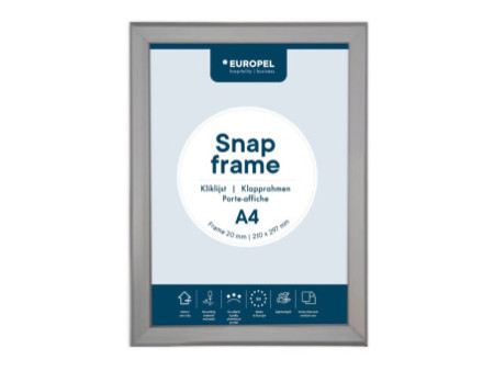 EUROPEL Cadre porte-affiche premium, A4, 20 mm, argent