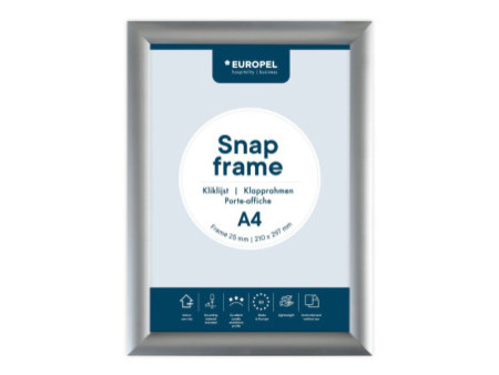 EUROPEL Cadre porte-affiche premium, A4, 25 mm, argent