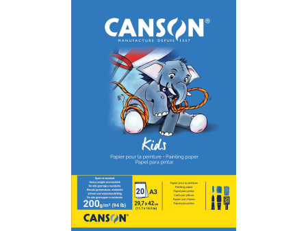 CANSON Bloc de papier pour la peinture Kids, A3, 200 g/m2