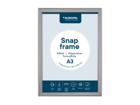 EUROPEL Cadre porte-affiche premium, A3, 20 mm, argent