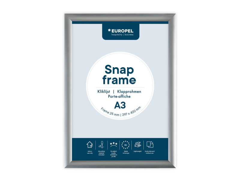 EUROPEL Cadre porte-affiche premium, A3, 25 mm, argent