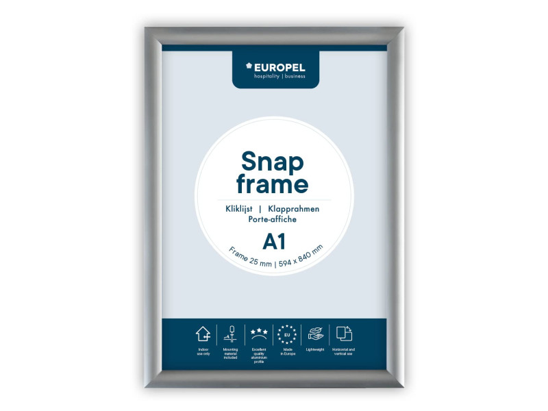 EUROPEL Cadre porte-affiche premium, A1, 25 mm, argent