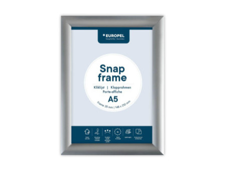EUROPEL Cadre porte-affiche premium, A5, 25 mm, argent