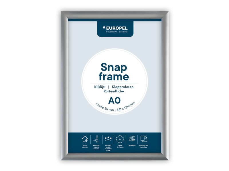 EUROPEL Cadre porte-affiche premium, A0, 25 mm, argent