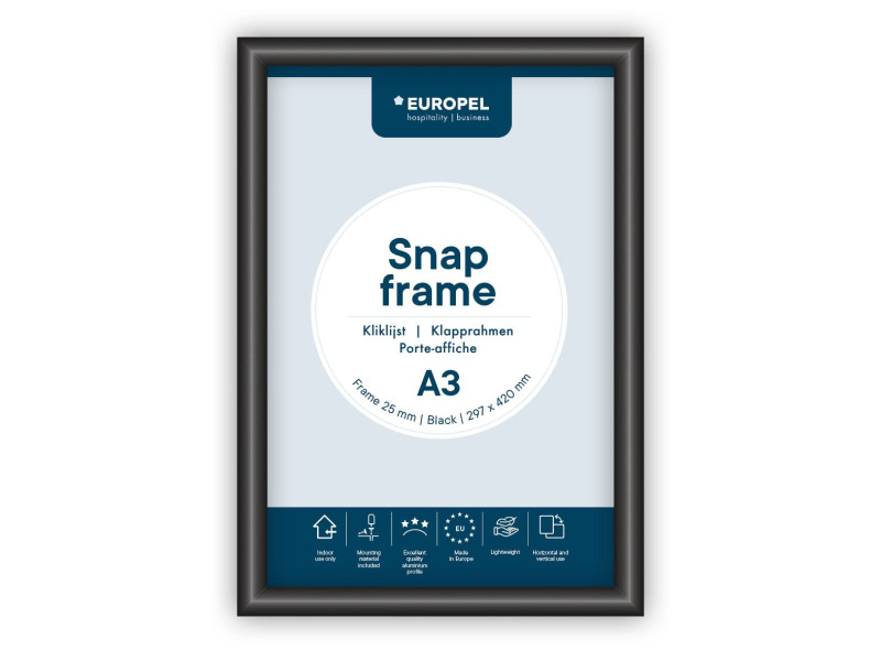 EUROPEL Cadre porte-affiche premium, A3, 25 mm, noir