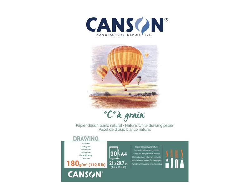 CANSON Bloc papier dessin 'C' à grain, A4, 180 g/m2