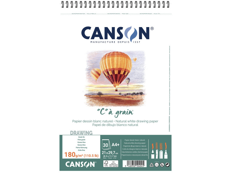 CANSON Album spiralé de papier dessin 'C' à grain, A4