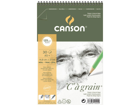CANSON Album spiralé de papier dessin 'C' à grain, A5