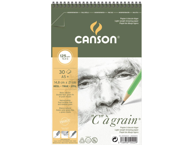 CANSON Album spiralé de papier dessin 'C' à grain, A5
