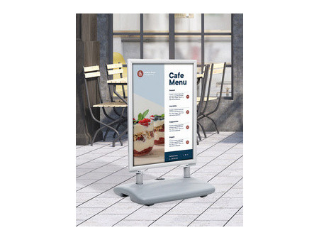 EUROPEL Panneau trottoir avec pied en plastique, A1, argent