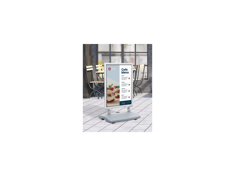 EUROPEL Panneau trottoir avec pied en plastique, A0, argent