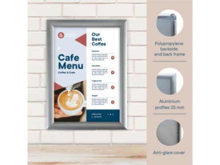 EUROPEL Cadre porte-affiche, A4, 25 mm, argent