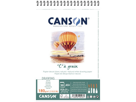 CANSON Album spiralé de papier dessin 'C' à grain, A5
