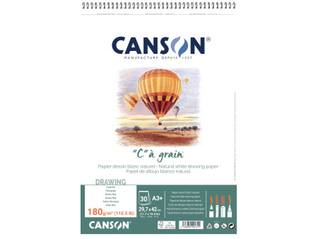 CANSON Album spiralé de papier dessin 'C' à grain, A3
